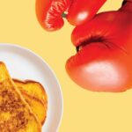 photo of punhcing gloves and a plate of french toast