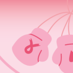 graphic of pink boxing gloves with a pink ribbon